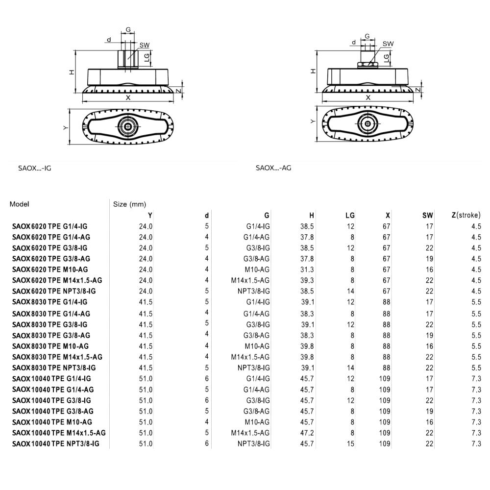 SAOX-60X20-TPE-85-G3/8-IG ������� ��������� �������� (��������)
